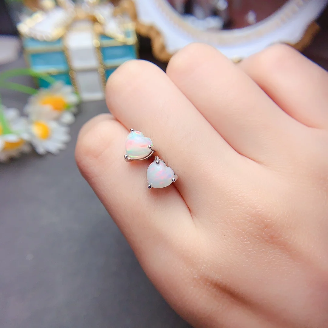 New Ladies Sterling Silver 925 natural opal Earrings Ladies High Quality Pendant Wedding Free Shipping Certified jewelry image 3