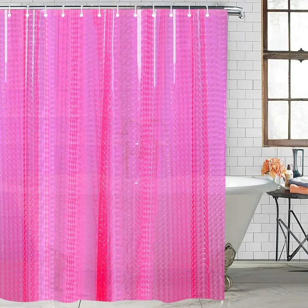 180x180cm Shower Curtain Waterproof Plastic Clear Bath Curtains Transparent Bathroom Curtains Mildew Home with Hooks