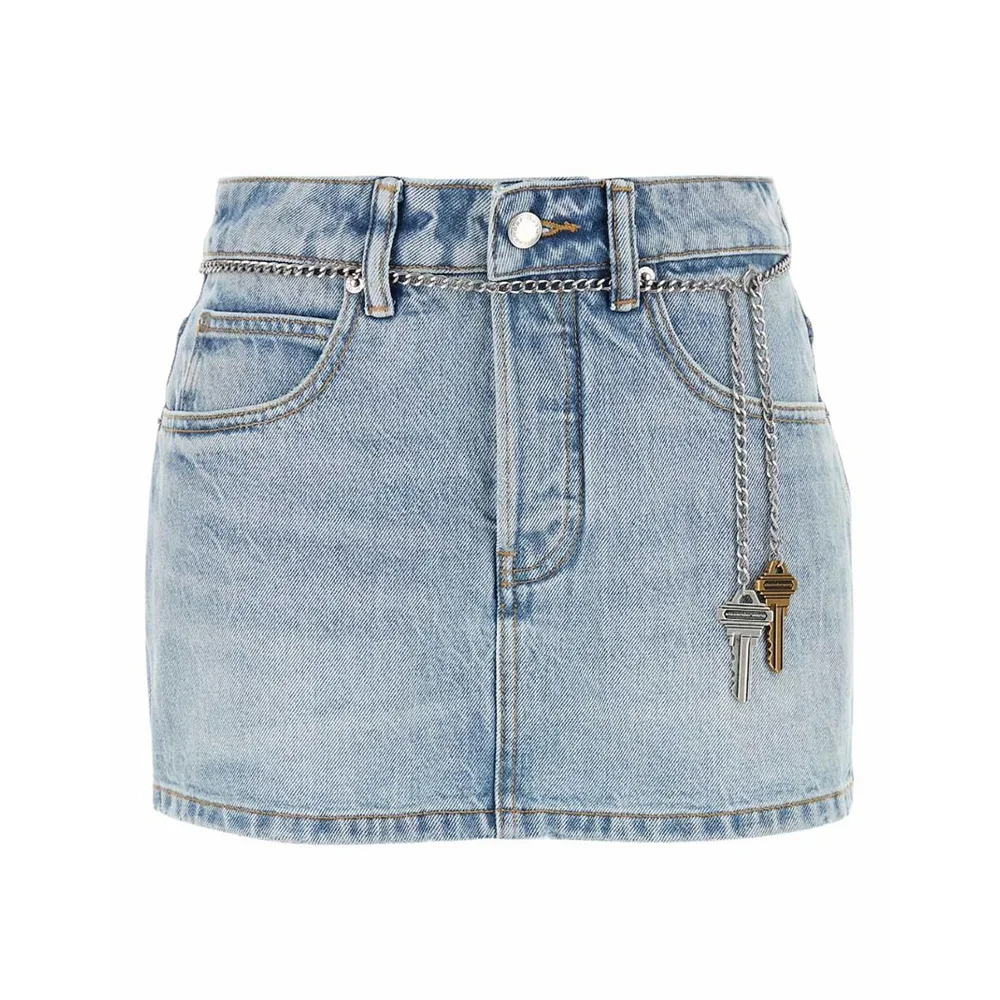 2025 Zomer Nieuwe Blauwe Hoge Taille Keten Denim Shorts Slim Fit Casual Wijde Pijpen Broek Damesrokken