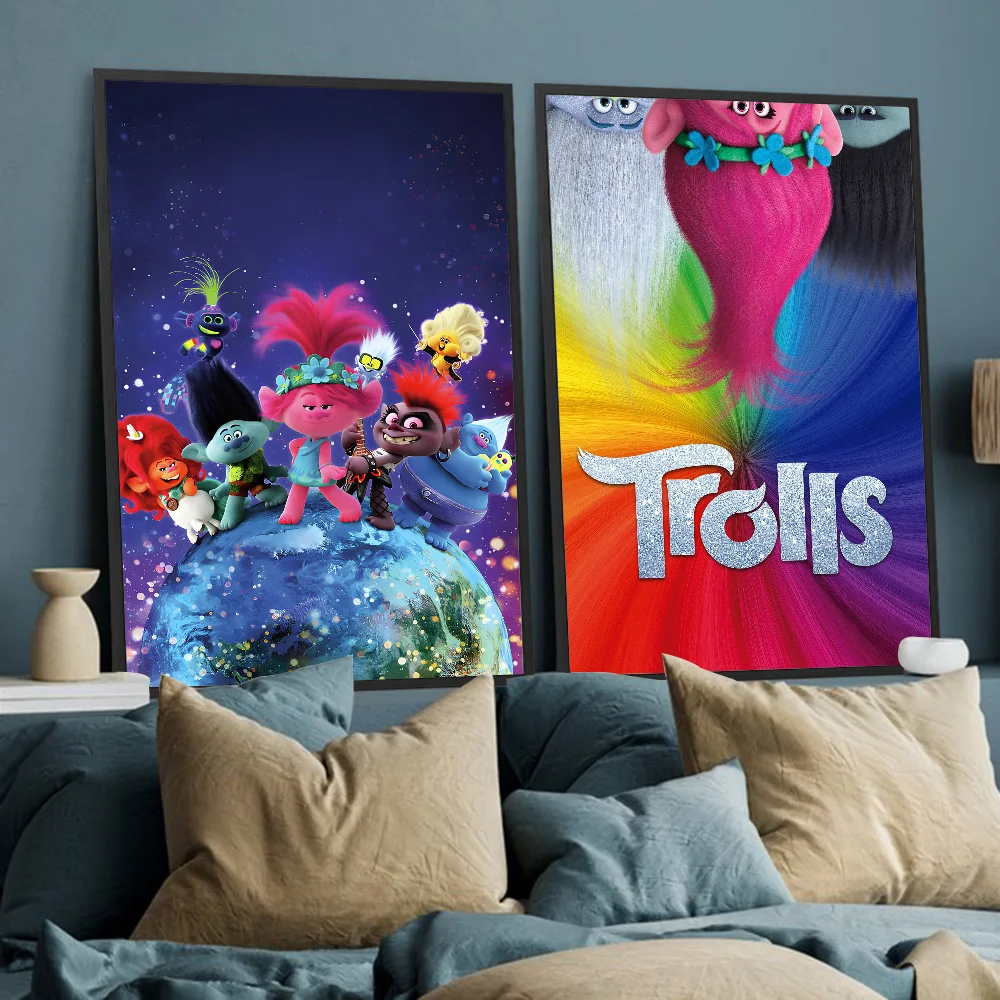 Trolls Cartoon Classic Vintage Posters Decoracion Painting Wall Art White Kraft Paper Kawaii Room Decor