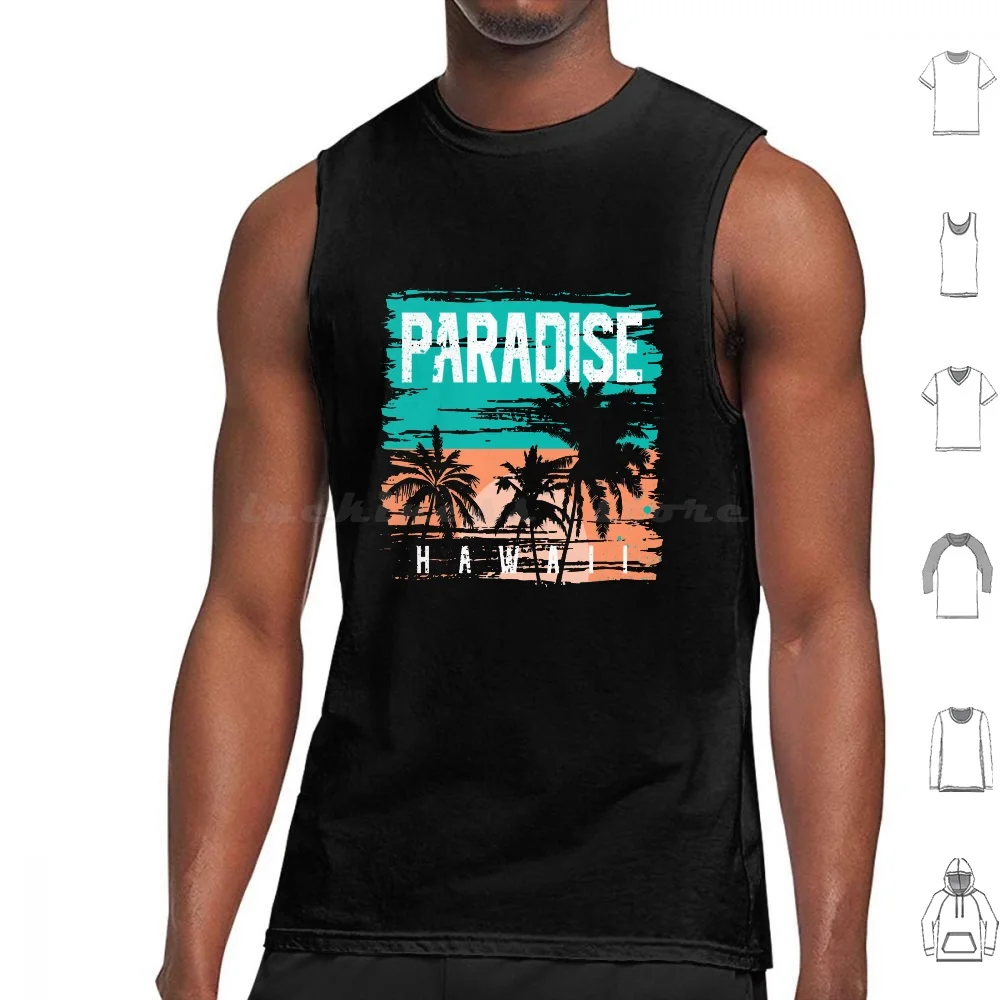 Retro Hawaii Hippie Van Beach Surfer Longboard Aloha , Paradise Tank Tops Vest Sleeveless Hawaiian Ocean Retro Hawaii Hippie