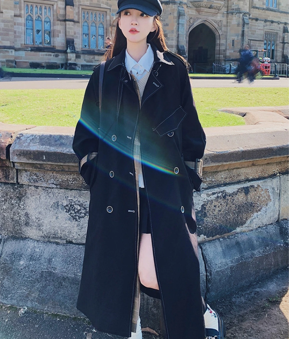 SuperAen 2025 Frühling und Herbst Neue Koreanische Design Lange Lose Trenchcoat Frauen