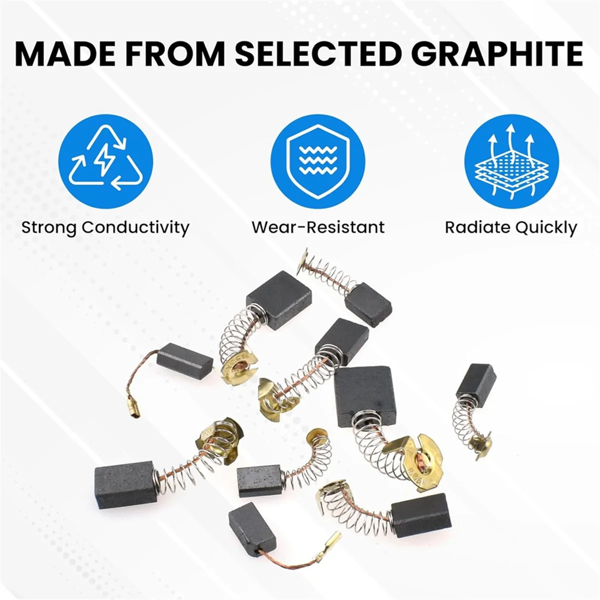

A002 Electric Motor Carbon Brushes,80Pcs 10 Different Sizes Carbon Brushes,Carbon Brushes Replacement for Carbon Brush Motor