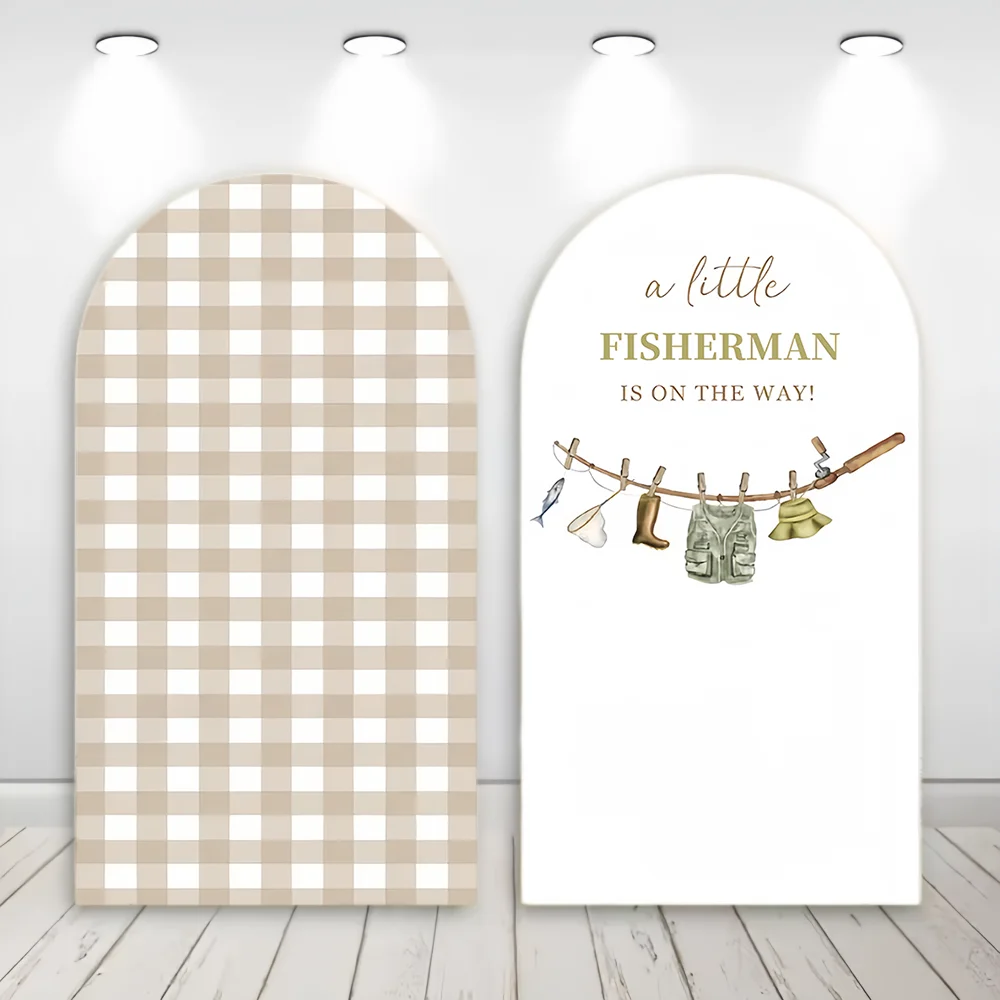 A Little Cowboy is on the Way Arch Backdrop Cover Western Cowboy Stripe Kids Cloth Cactus Boots Boy Baby Shower Party Decor