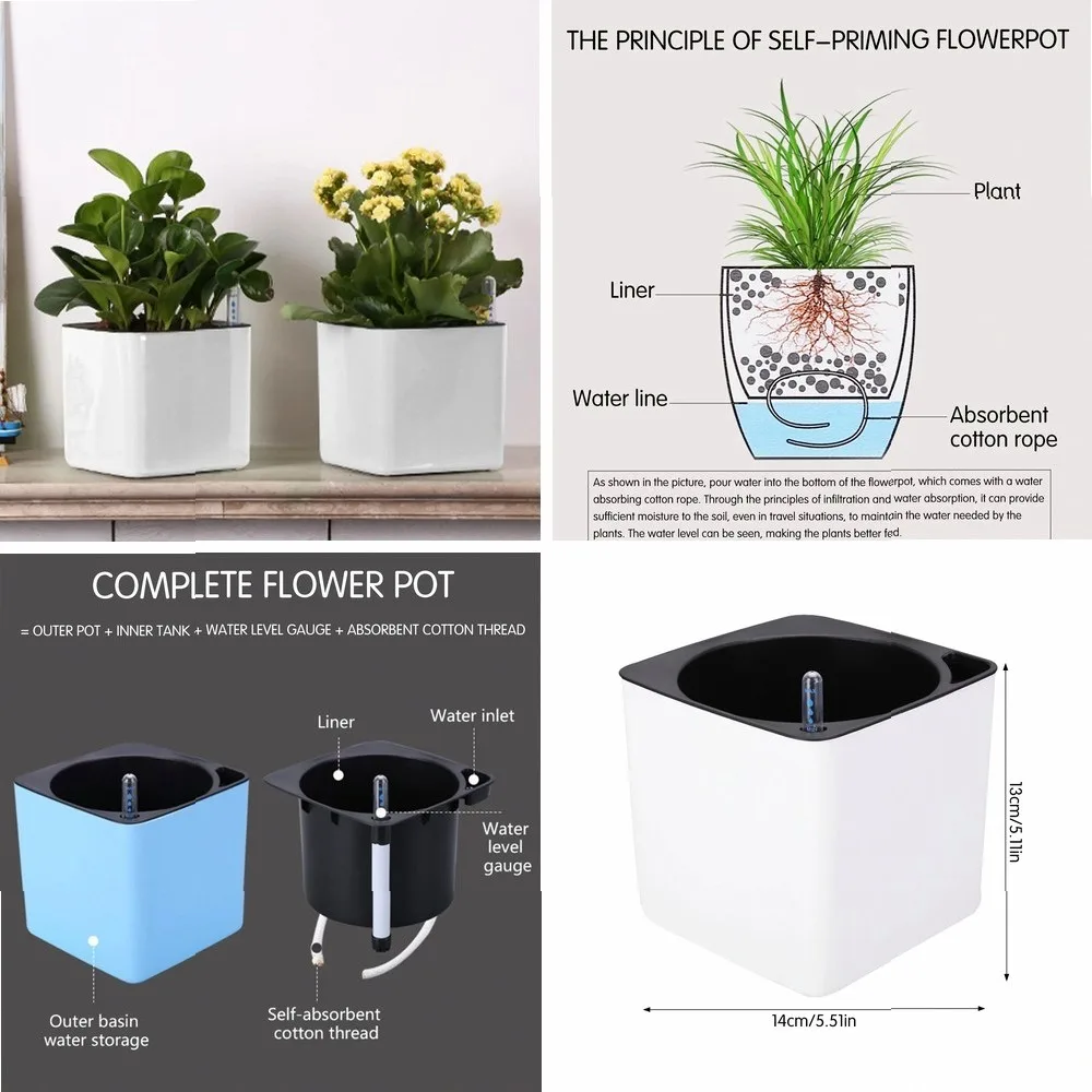 Self-Watering Planter Pots with Water Level Meter Pots Self-Absorbent Planter Plant Pot Plant