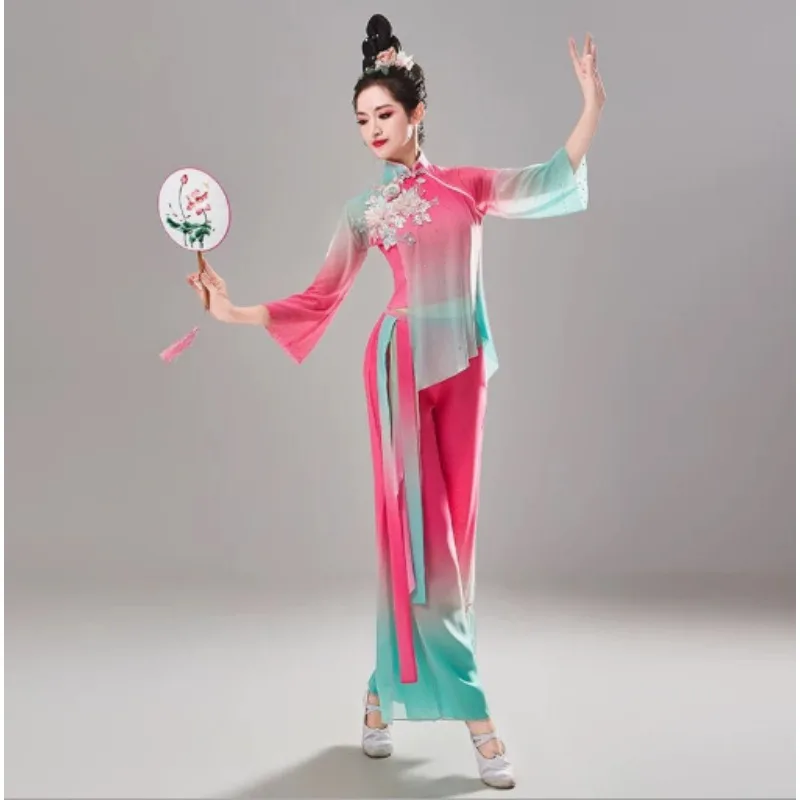 New Fan Dance Set With Chinese Classical Dance Costumes