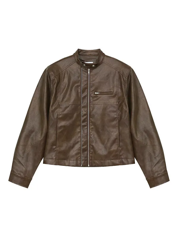 Men's 2025 Autumn New High Street Stylish Versatile Jackets American Style Retro Small Stand Collar Loose Faux Leather Jackets