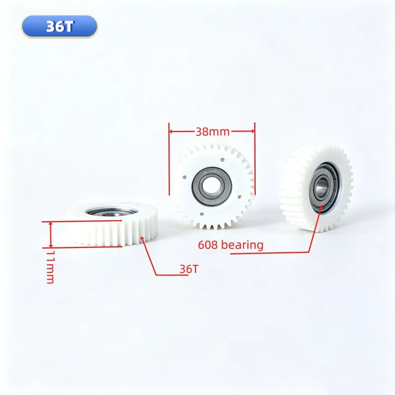 T21C 36T Nylon E-Bike Hub Motor Gear (Diameter: 38Mm, Thickness: 11Mm) - Includes 608 Bearing And Snap Ring, 36-Tooth Gear