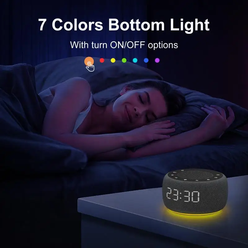 Orologio da tavolo Radio FM orologio digitale Bluetooth luce notturna a 7 colori 9 minuti Snooze 0-100% orologio da tavolo Dimmer lampada da