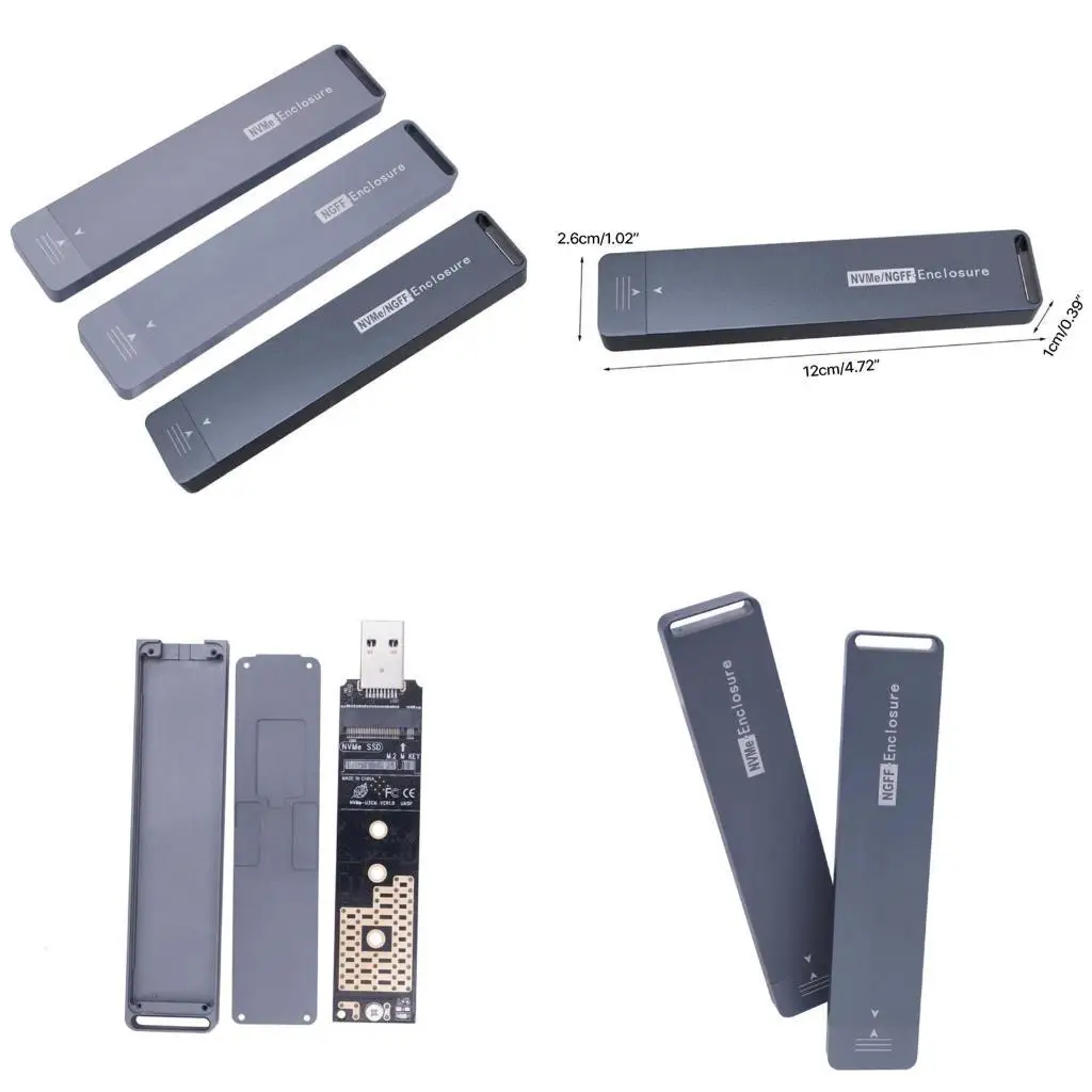 

652F NGFF & NVME Dual Protocols SSD Cases NVME Enclosure Adapter M.2 to Type-A 3.1 SSD Adapter for NVME NGFF M/B-Keys