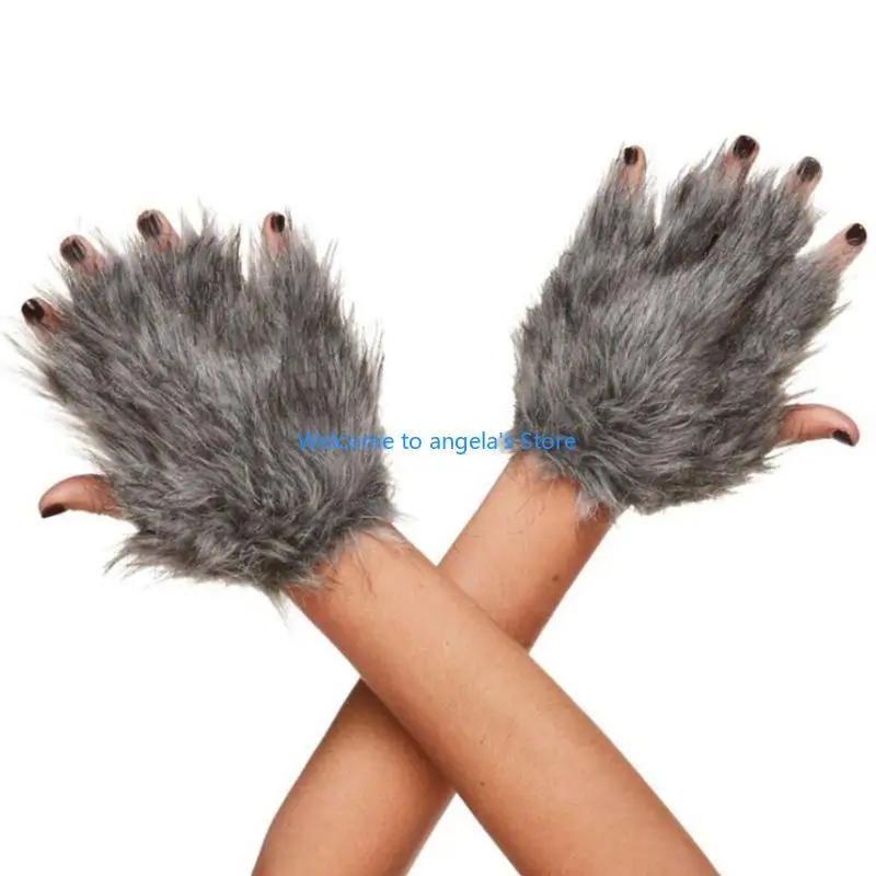 X4YC Katzen Krallenhandschuhe Fursuit Tier Wolf Füchse Pfoten Fäustlinge Halloween Cosplay Kostüm Zubehör Therians Gear Damen