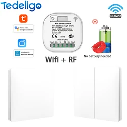 Tuya Wireless Smart Wifi interruttore della luce pulsante autoalimentato interruttore a parete senza batteria Controller 433Mhz 220V 16A interruttore Alexa