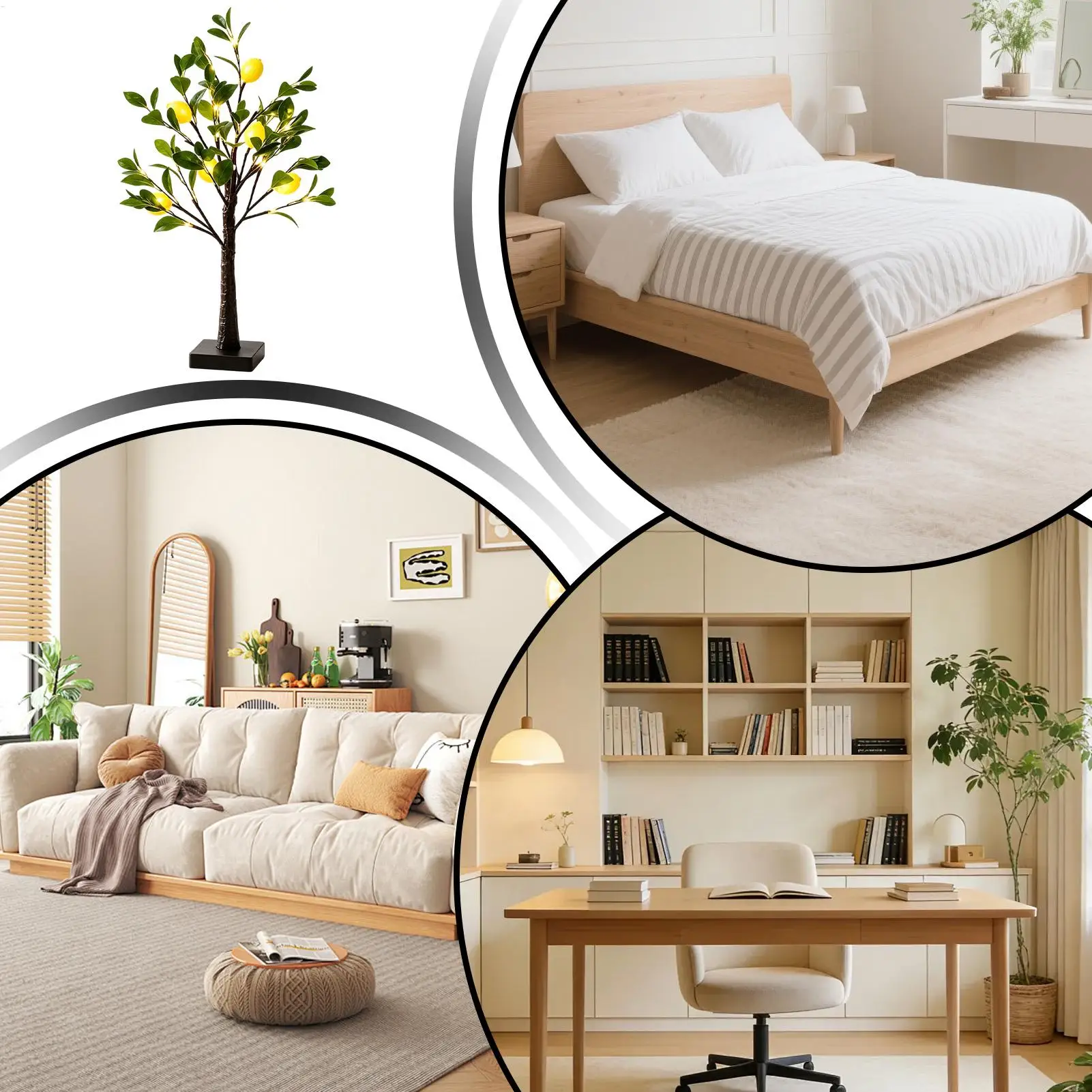 Table Light Christmas Tabletop Ambient Lighting Fruit Tree Table Lamp For Nightstand Bedside Office Desk Bedroom Living Room