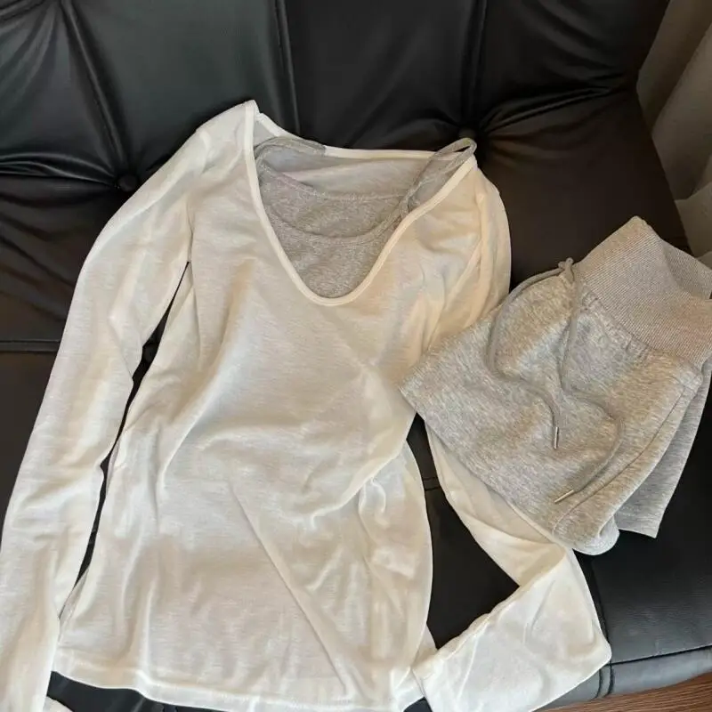 Fashionable Women's 3-Piece Pajama Set for Summer 2026 Sweet Cute Korean Home Furnishing Set Comfortable Soft and Skin Friendly