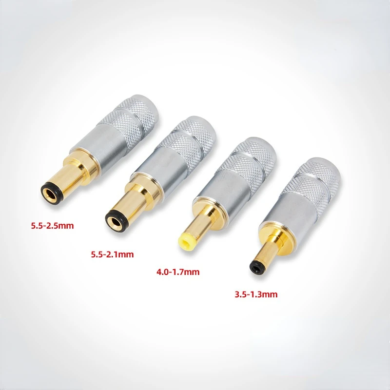 Pureline Quality Copper Plated Gold 5.5 X 2.5  5.5 X 2.1  4.0x1.7  3.5 X 1.35 Mm DC Power Jack Male Plug for Linear Power Output