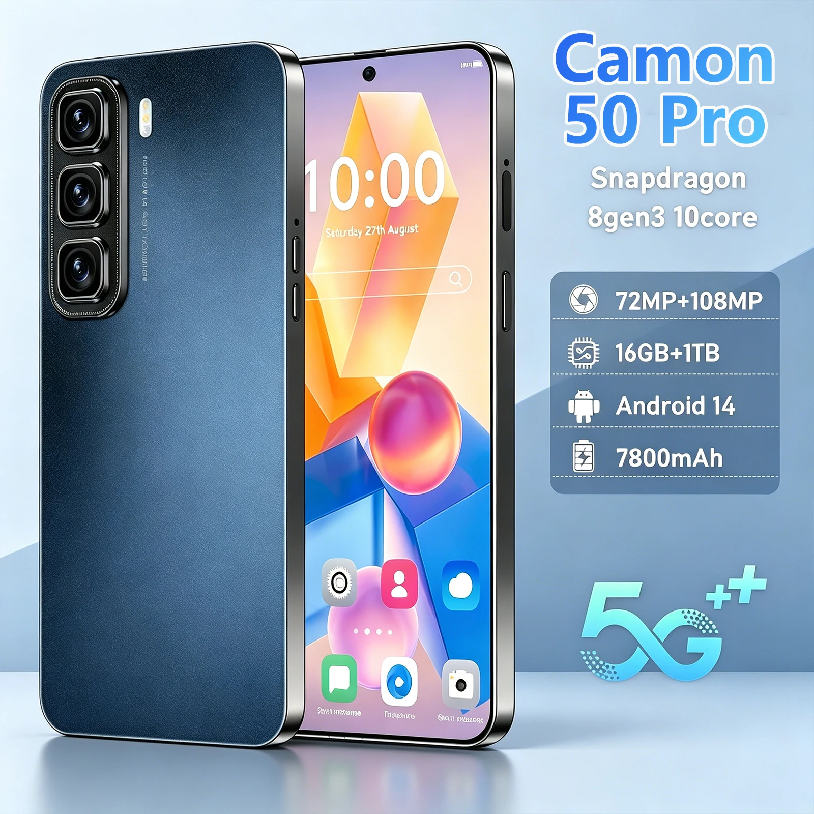 

New 2026 High Quality Camon 50 Pro original intelligent WIFI dual card dual standby system global version 7800mAh battery