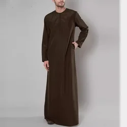 2024 Fashion Muslim Men's Clothing Mens Robe Long Sleeve Saudi Arab Abaya Islam Dresses Fashion Kaftan  Pakistan Caftan Muslim
