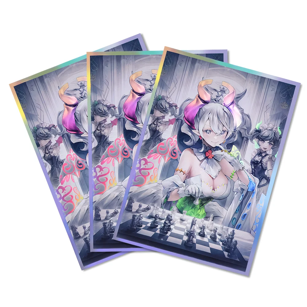 63×90mm 100PCS Laser Holographic Flashing Anime Card Sleeves for YGO/TCG Top Loading Cartoon Deck Shield Card Cover