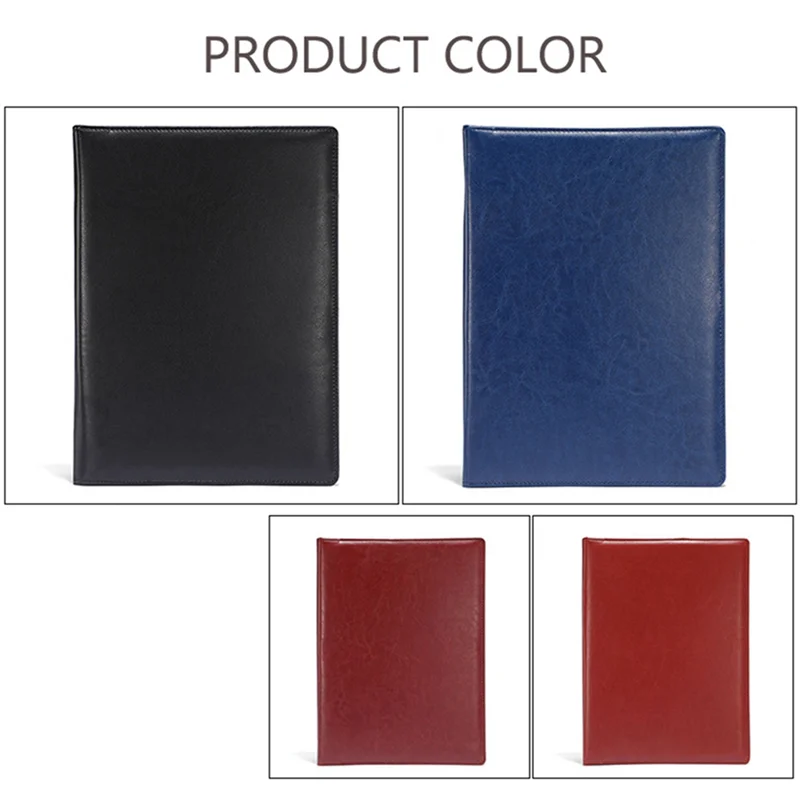 A41Z-A4 PU Padfolio File Folder Portfolio Business Document Holder Metal Clipboard Pad Document Organizer Holder