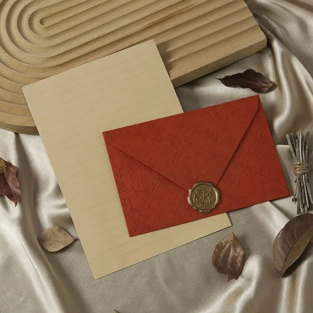 1set with Paint Prints Envelopes Set with Letter Bronzed Seal Blessing Thank Envelope Romantic Nostalgia Art