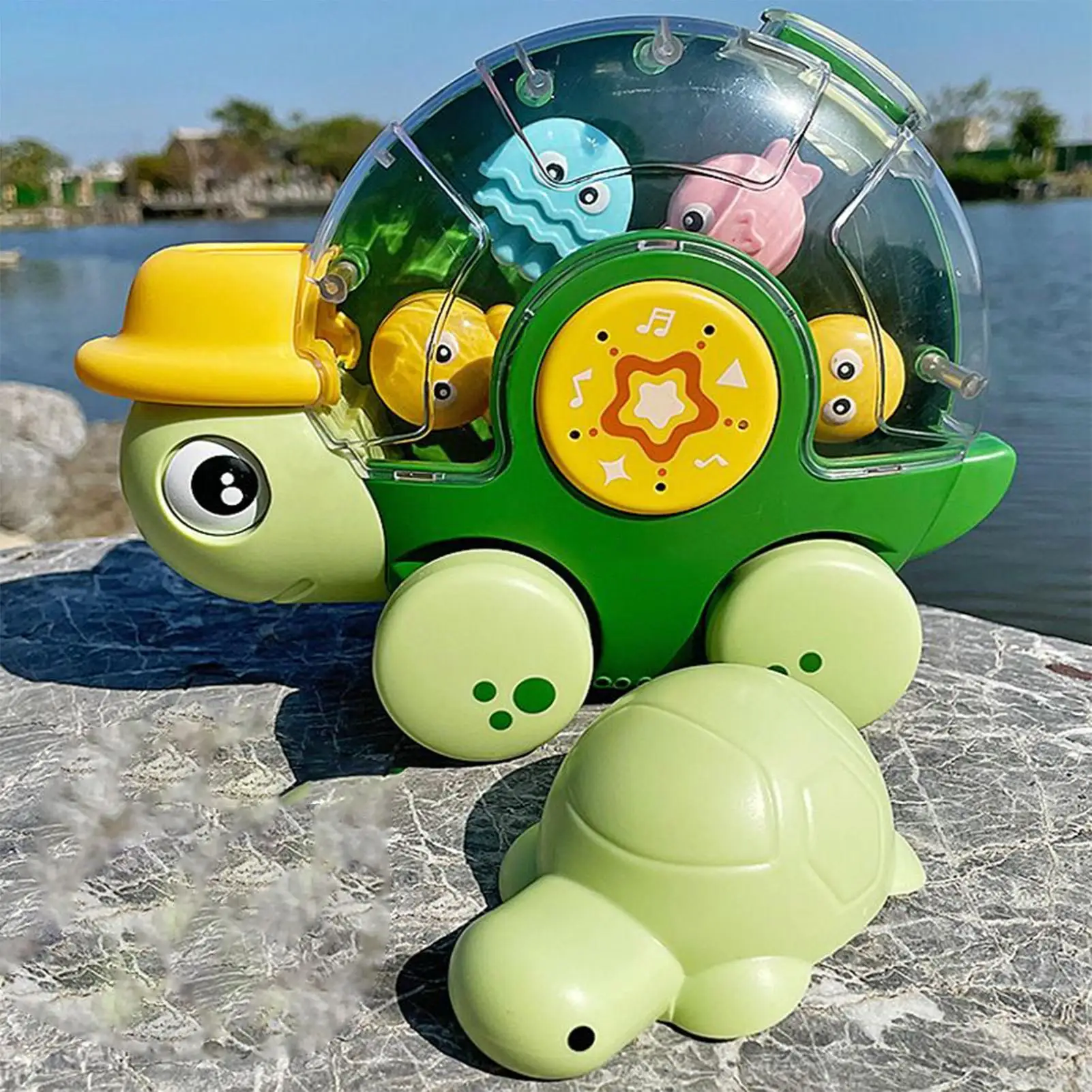 

Swimming Turtle Squeaky Bath Water Turtle With Wheel Bathroom Animal Car Toy Bathtub Play Vehicle For Camping Home Hotel Travel