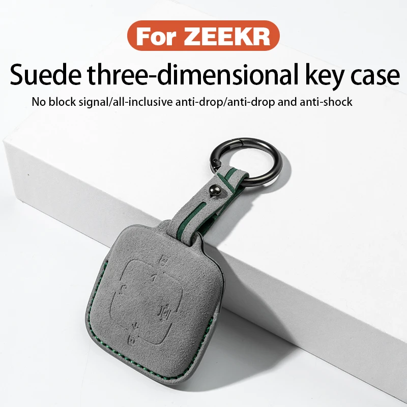 ZEEKR 001/007X special suede key protection case,KEY FOB COVER Bluetooth key bag, buckle alcantara car accessories