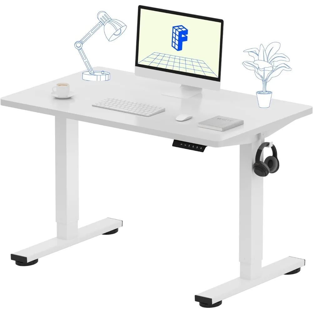 FLEXISPOT EN1 مكتب قائم مريح 40 × 24 بوصة، مكتب بارتفاع قابل للتعديل للمكتب المنزلي ومحطة عمل الكمبيوتر، أبيض Fra