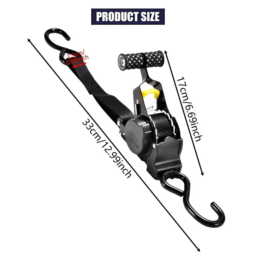 1pc Auto Retracting Ratchet Straps, Portable Retractable Lashing Belts for Pickup Truck, Kayak, Outdoor Gear Fixing YMY