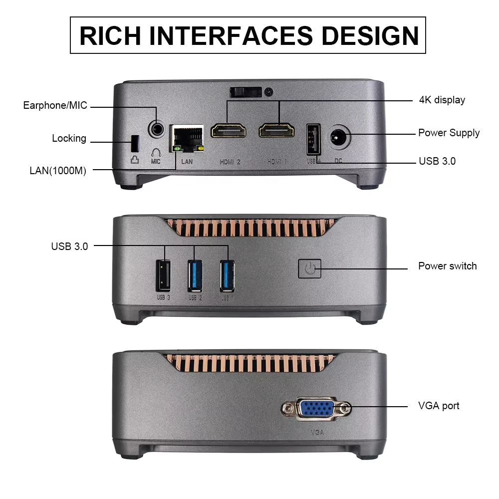 GK3 Plus Intel N100/N150 Quad Core Quad Thread Mini PC Win 11 pro 32GB DDR4 WIFI5 1TB SSD BT4.2 HDMI RJ45 1000M 4K HD Pocket PC