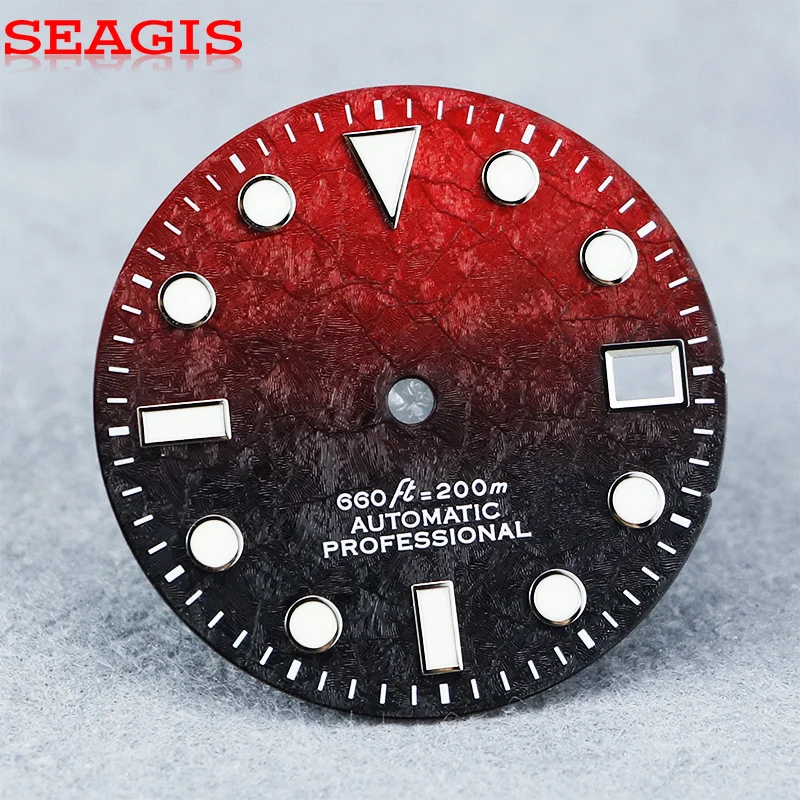SEAGIS gradient purple ice crystal pattern dial  28.5mm NH35 dial   blue/green  lume customize logo Watch dial
