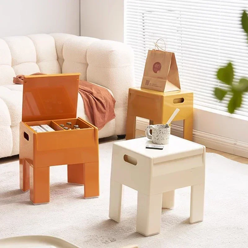 Taburetes nórdicos de plástico, cómodos taburetes para tocador, taburetes para dormitorio, muebles para el hogar de diseño minimalista de lujo, puf Velluto LLDS
