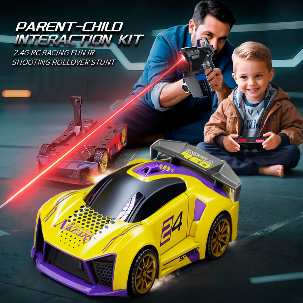 9IMOD RC Rennwagen 4CH 3IN1 2,4G IR Schießen Rollover 4 Punkte Blut Bar Stunt Schießen Entfernung 7M RC Entfernung 30M Drift Auto