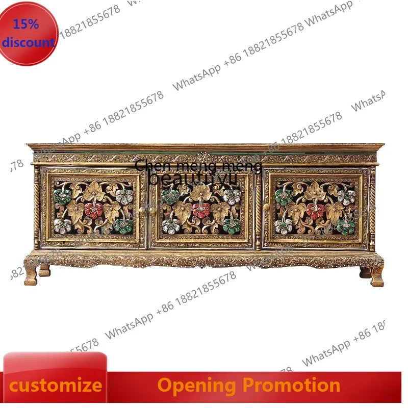 

new style Living Room Solid Wood TV Cabinet Thai Style Small Apartment Floor Cabinet ss 7304