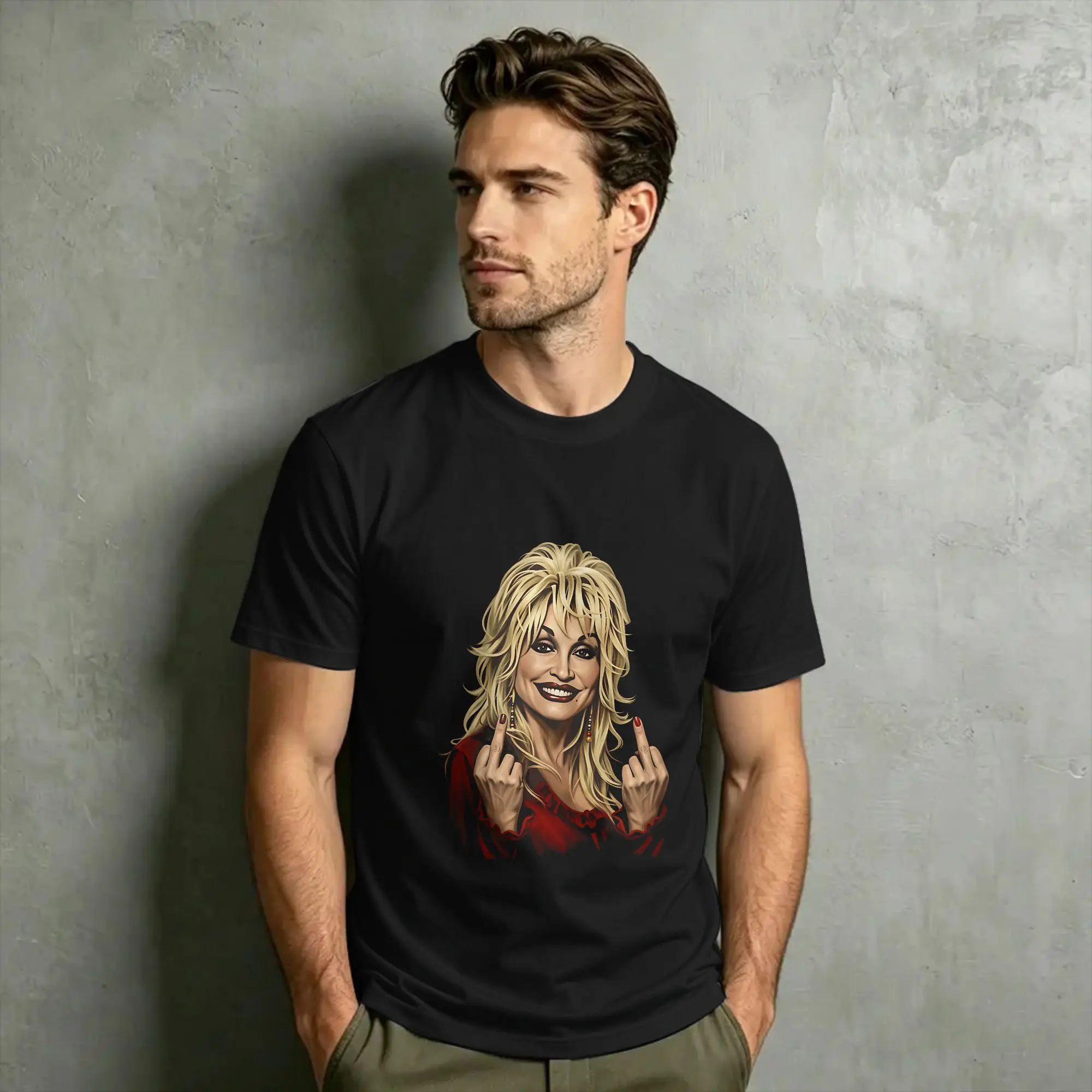 Dolly Parton Men T Shirt  Fashion Tees Short Sleeve Round Neck T-Shirt Cotton New Arrival Clothing