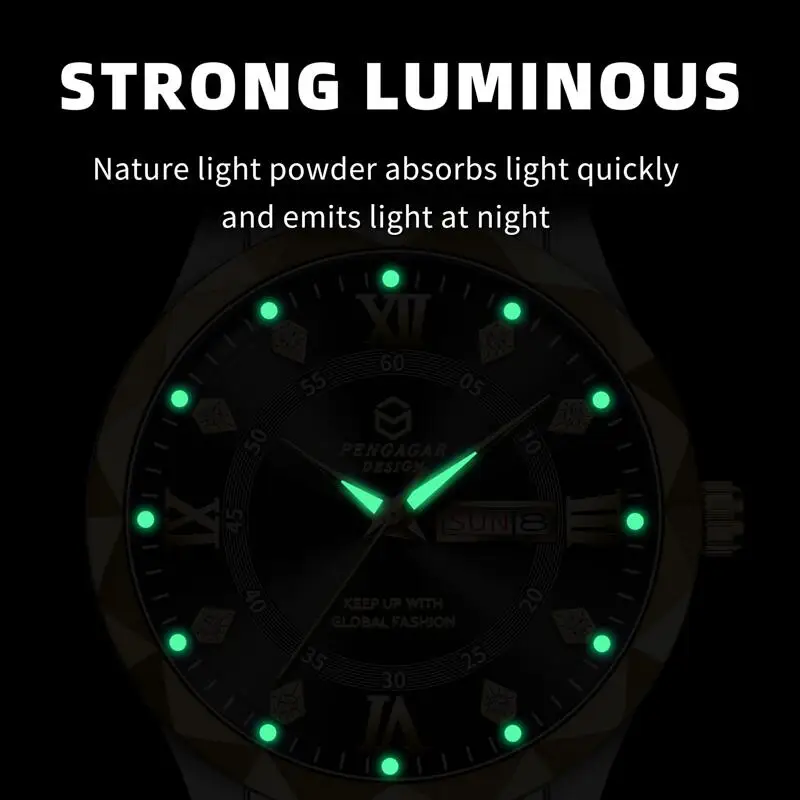 PAAZOMU Luxury Brand Man Watch Waterproof Luminous Date Week Men's Quartz Wristwatch Stainless Steel Fashion Sports Men Watches