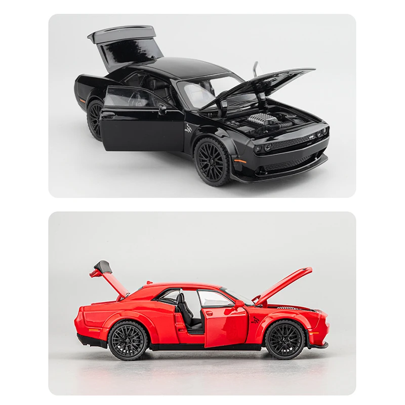 Challenger SRT 1:32 Diecast Alloy Model Car Miniature 1:24 Muscle Sportcar Metal Vehicle Collectible Gift for Boy Christmas Toys