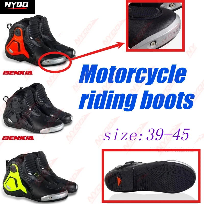 BENKIA Motorcycle Riding Short Boots Rally Off-road Competitive Racing Shoes Warm and Anti-drop Cycling Shoes Men