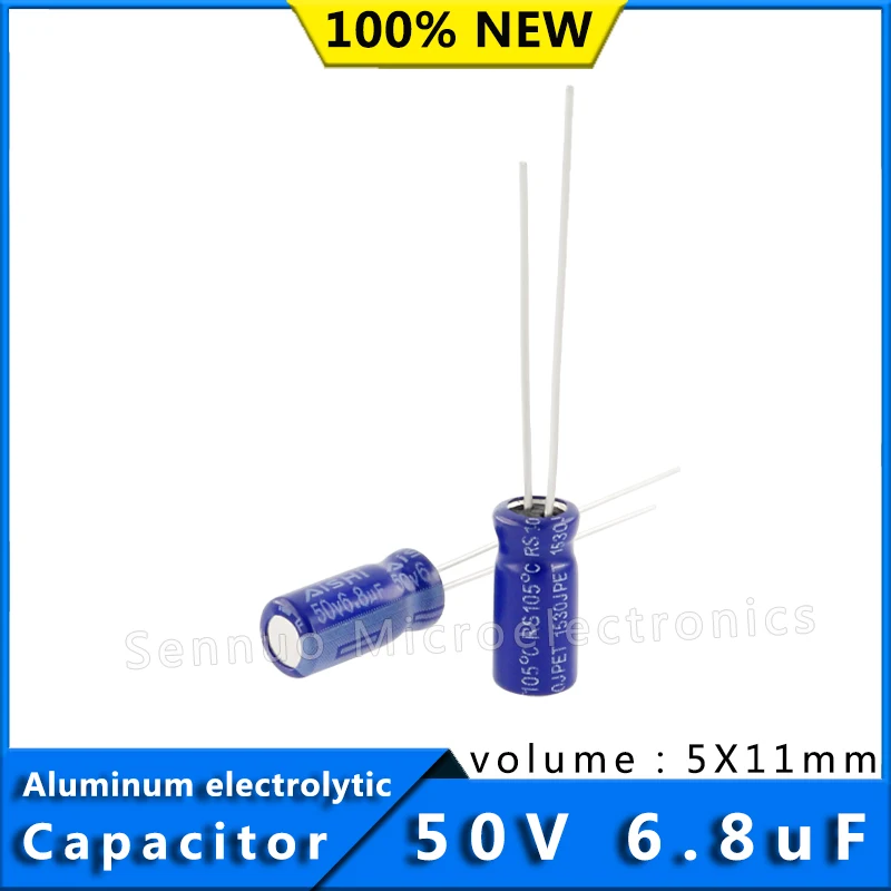 10Pcs Capacito 50V 6.8UF 5*11 5x11 mm 6.8uf50v 5X11 Aluminum Electrolytic Capacitor High Frequency Low Resistance