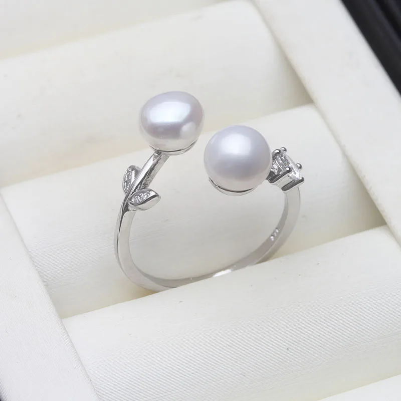 

Genuine White Freshwater Natural Adjustable Pearl Ring,Mini Small 925 Silver Ring With Real Pearls Mother Wife Birthday Gift