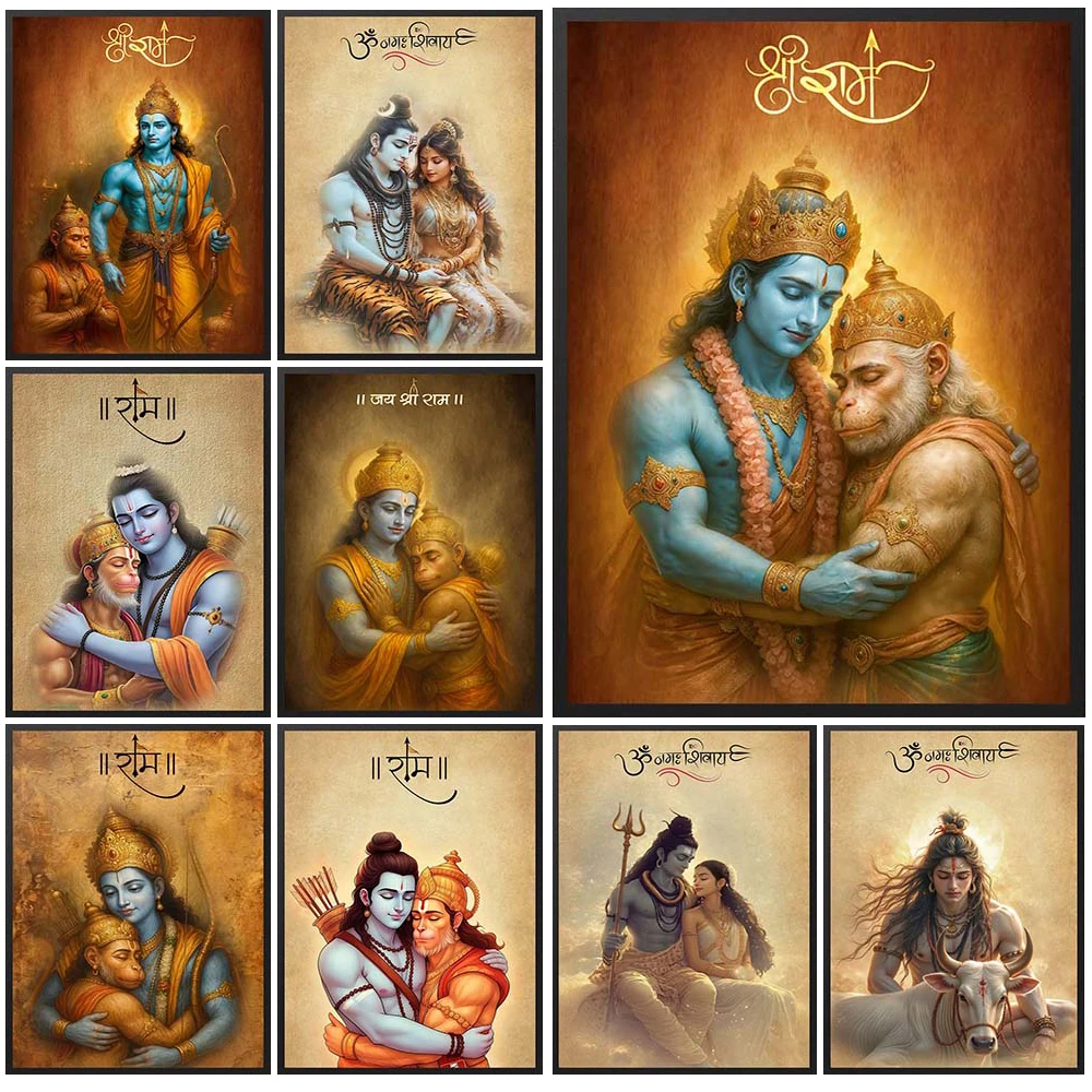 

Hinduism Shiva's Son Hanuman Poster Wall Pictures For Church Decor Religion Posters Wall Art Canvas Painting Unframed