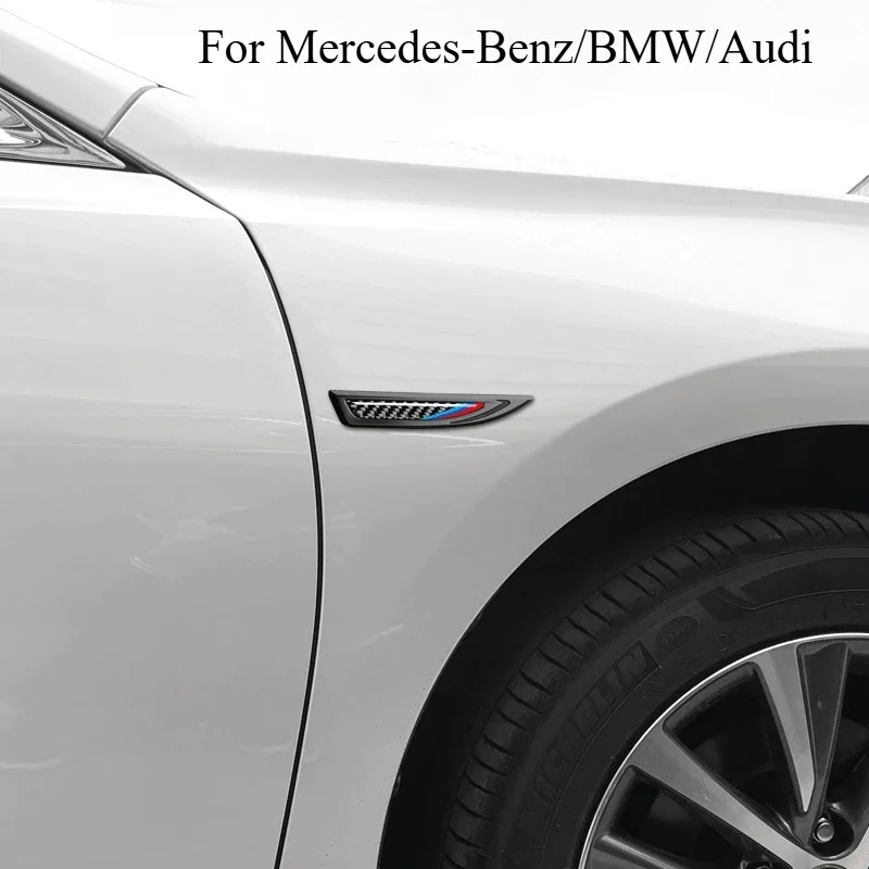 

For Mercedes-Benz/BMW/Audi Automobile Fender Side Label General Metal Sticker Body Sport Modified Blade True Carbon Fiber