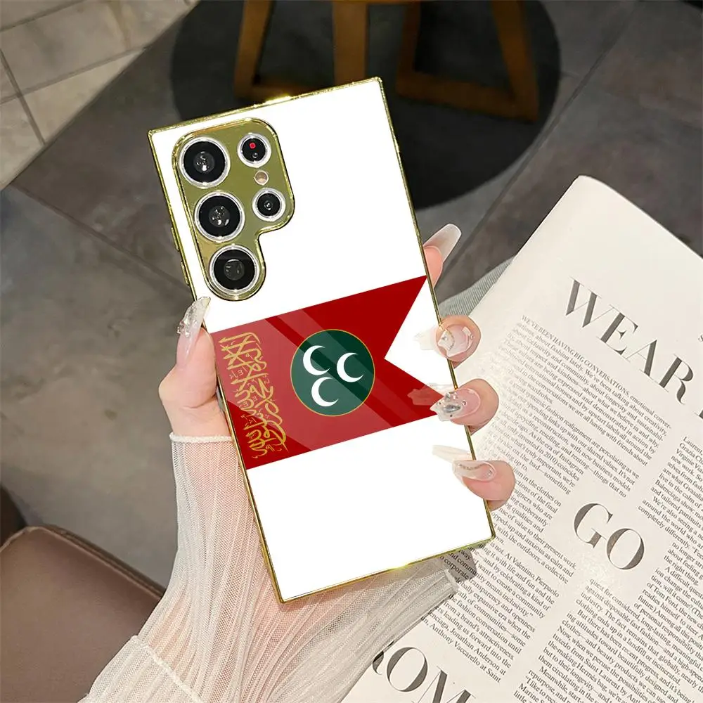 Ottoman Empire Flag 1517-1793 Phone Case For Samsung Galaxy S25 S24 S23 Ultra Electroplated Metal Case Glass Back Cover