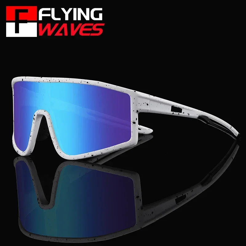 FLYING WAVES Sonnenbrille mit großem Rahmen, polarisiert/meuchrom, für Herren und Damen, Outdoor-Sport, Pickleball, Softball, Baseball, Radfahren