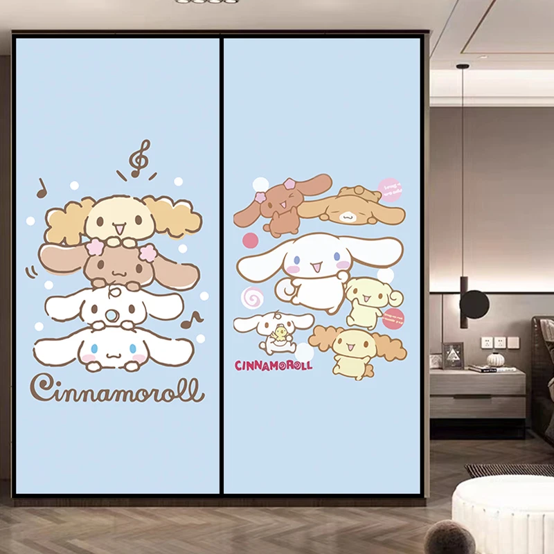 Sanrio Cinnamoroll Cartoon Door Stickers Whole Door Wrap Vinyl PVC Waterproof Self-adhesive Home Decor Elevator Door Stickers