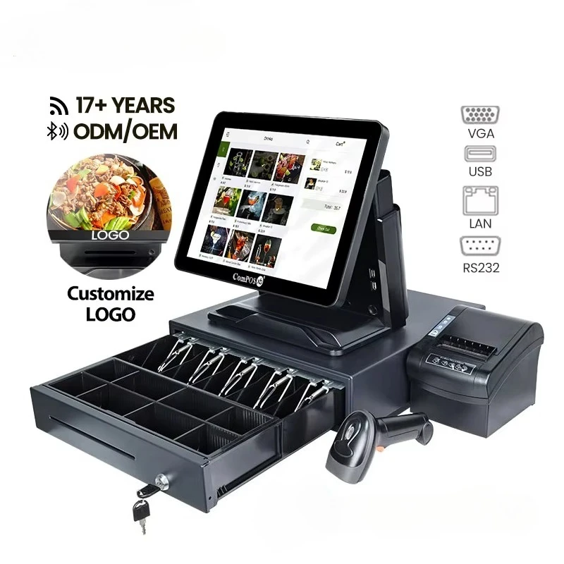 POS1618P ComPOSxb cash register 15 inch POS end point complete set with 80mm cash register drawer Windows/Linux