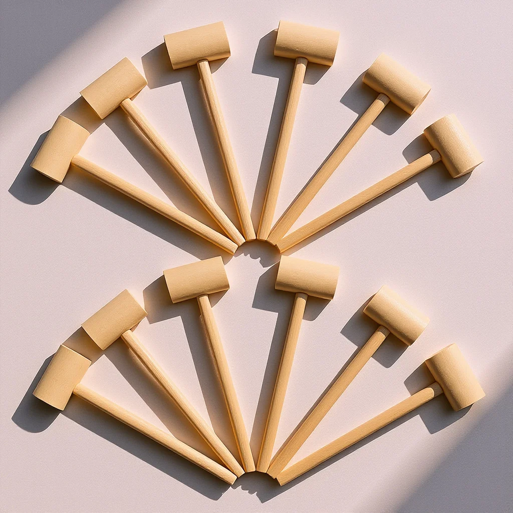 12 pezzi mazze di legno per bambini mini set di martelli legno massello liscio sicuro durevole impugnatura allenamento divertente maglio sviluppo bambino