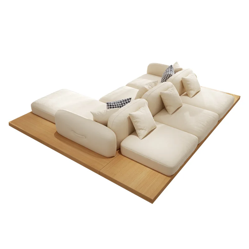 Japanese-style cream-style light luxury fabric sofa, wabi-sabi size apartment, model room furniture multi-person combination