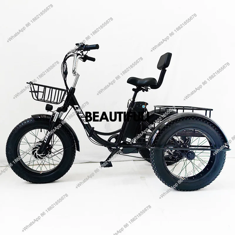 20-inch Folding Fat Tire Electric Tricycle, Pedal Tricycle Snow Lithium Battery Bicycle