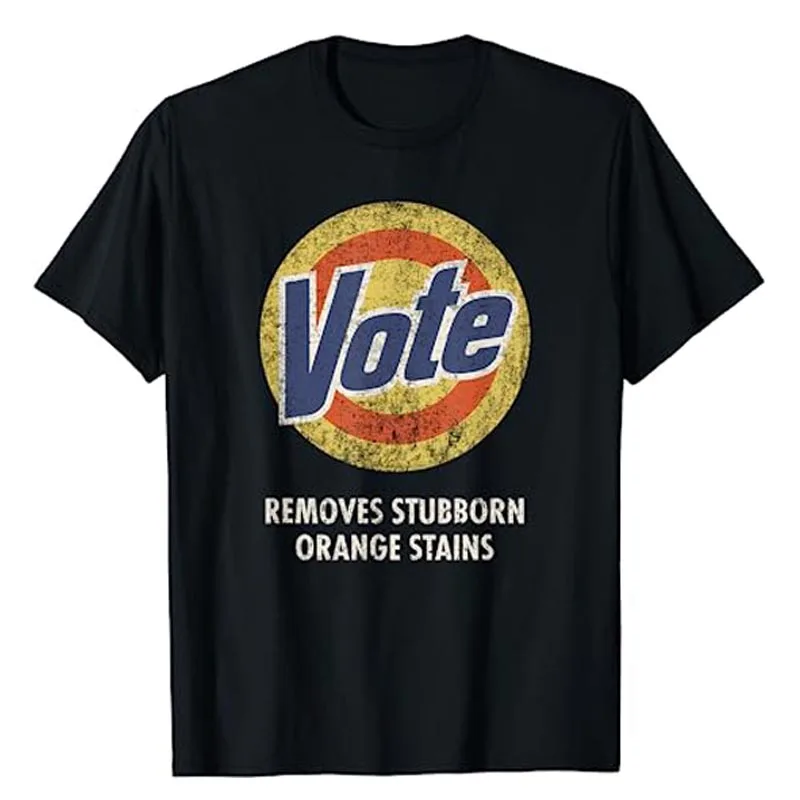 Anti-Trump Vote Detergent Funny Vintage T-Shirt Humor Funny Political Joke Graphic Tee Tops Men's Fashion Short Sleeve Blouses