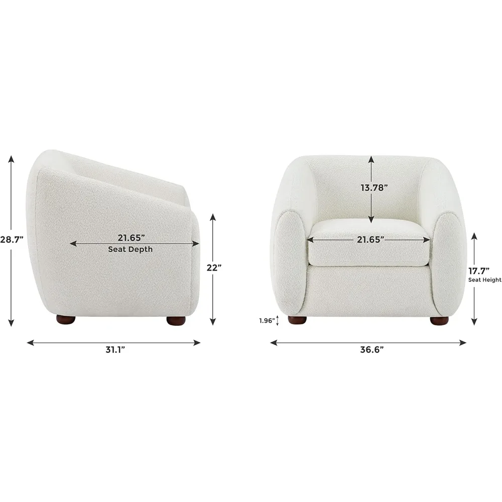 Accent Chair for Living Room, Upholstered Armchair with Linen Fabric, Single Sofa Chair with Solid Wood Legs